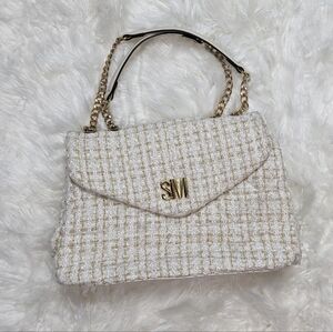 Steve Madden White and Gold Tweed Bag